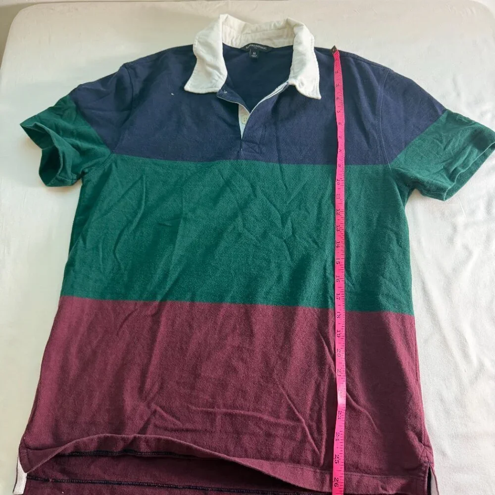 Banana Republic Rugby Shirt Men’s Medium Striped Colorblock Preppy